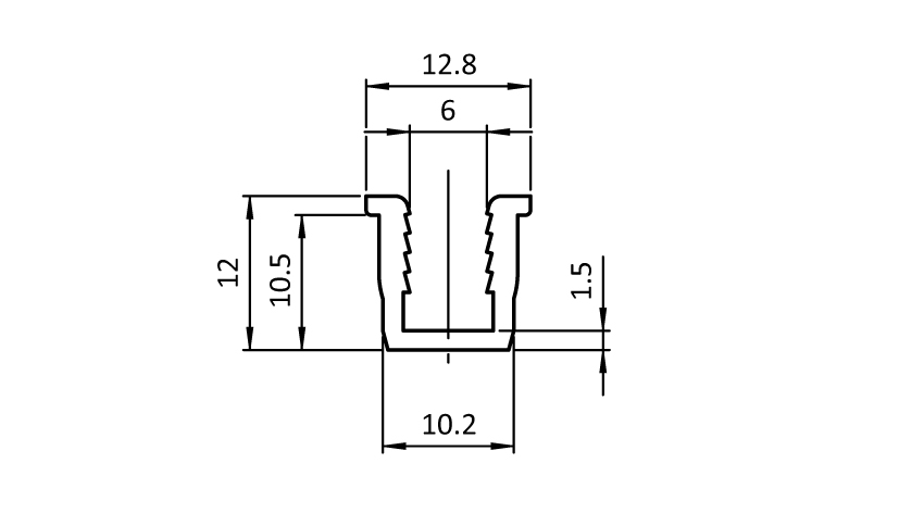 Einfassprofil B Nut 10 / 6 mm – technische Zeichnung