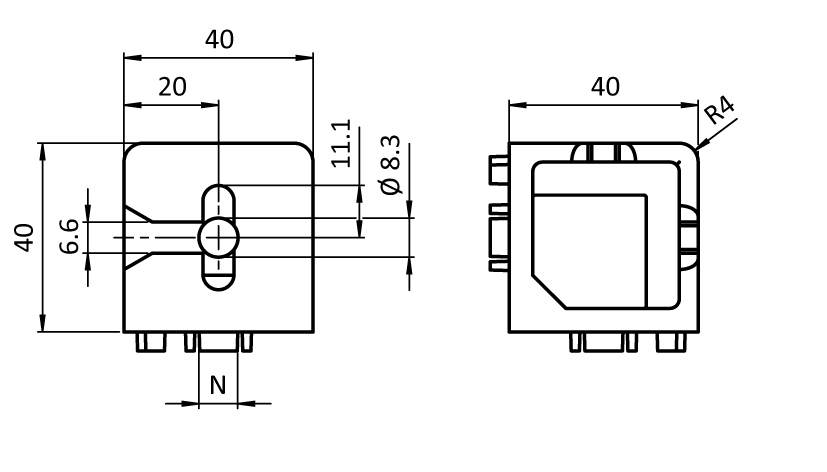 Bloc d'angle panneau cadré 40 (Kit)