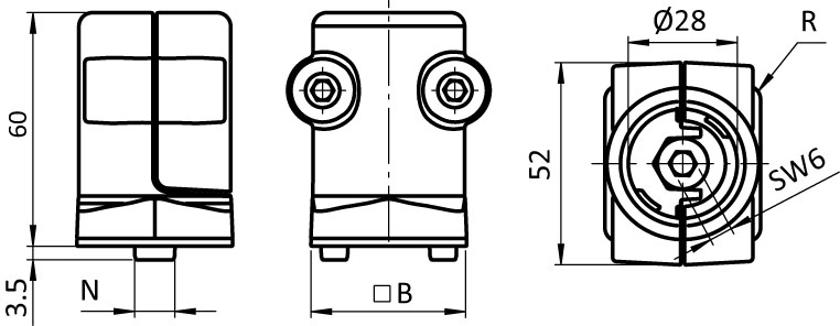 Pieza de adaptación D28 - 40 M8 (Juego)
