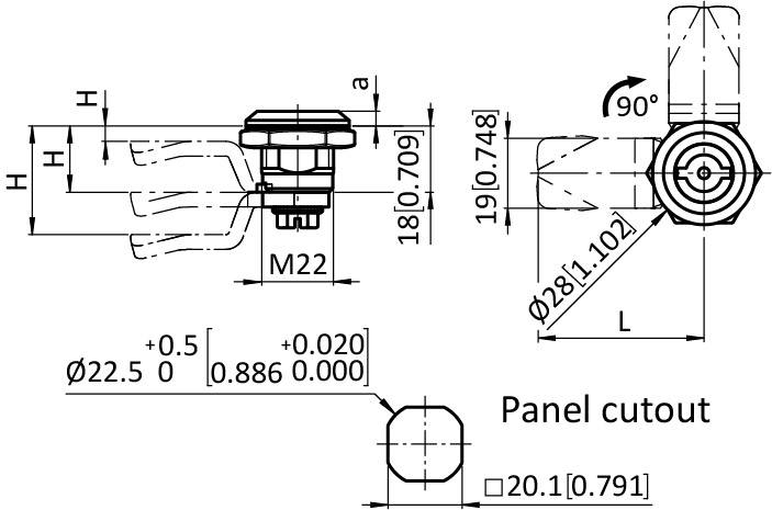 Industrie Standard Drehriegel 22,5 / 18, ZN schwarz