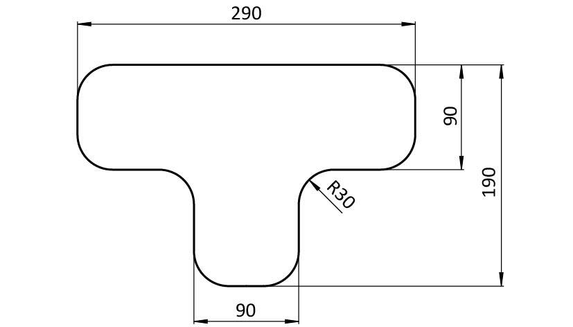Floor Marking T-shape 90, Rounded