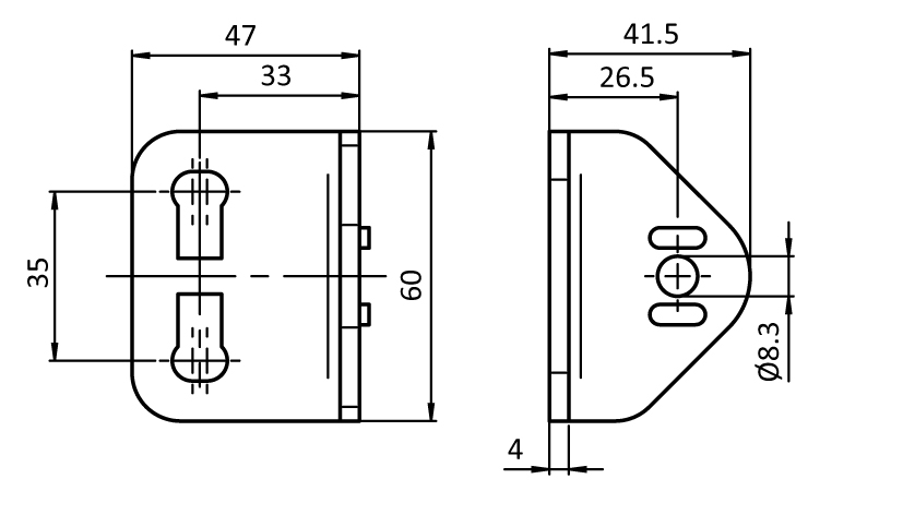 Mounting Bracket 60 x 47, D28 (Set)