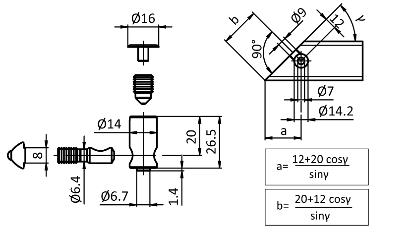 Miter Connector I 30°-90°, Slot 8