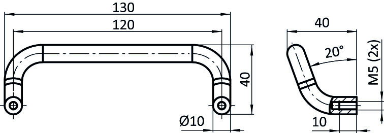 Handgriff AL 120 gebogen