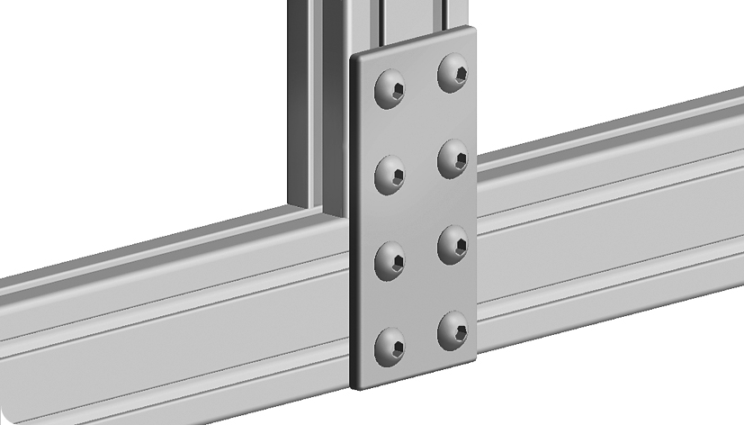Connection Plate AL Rectangular 8 Hole, 2 Slots Version