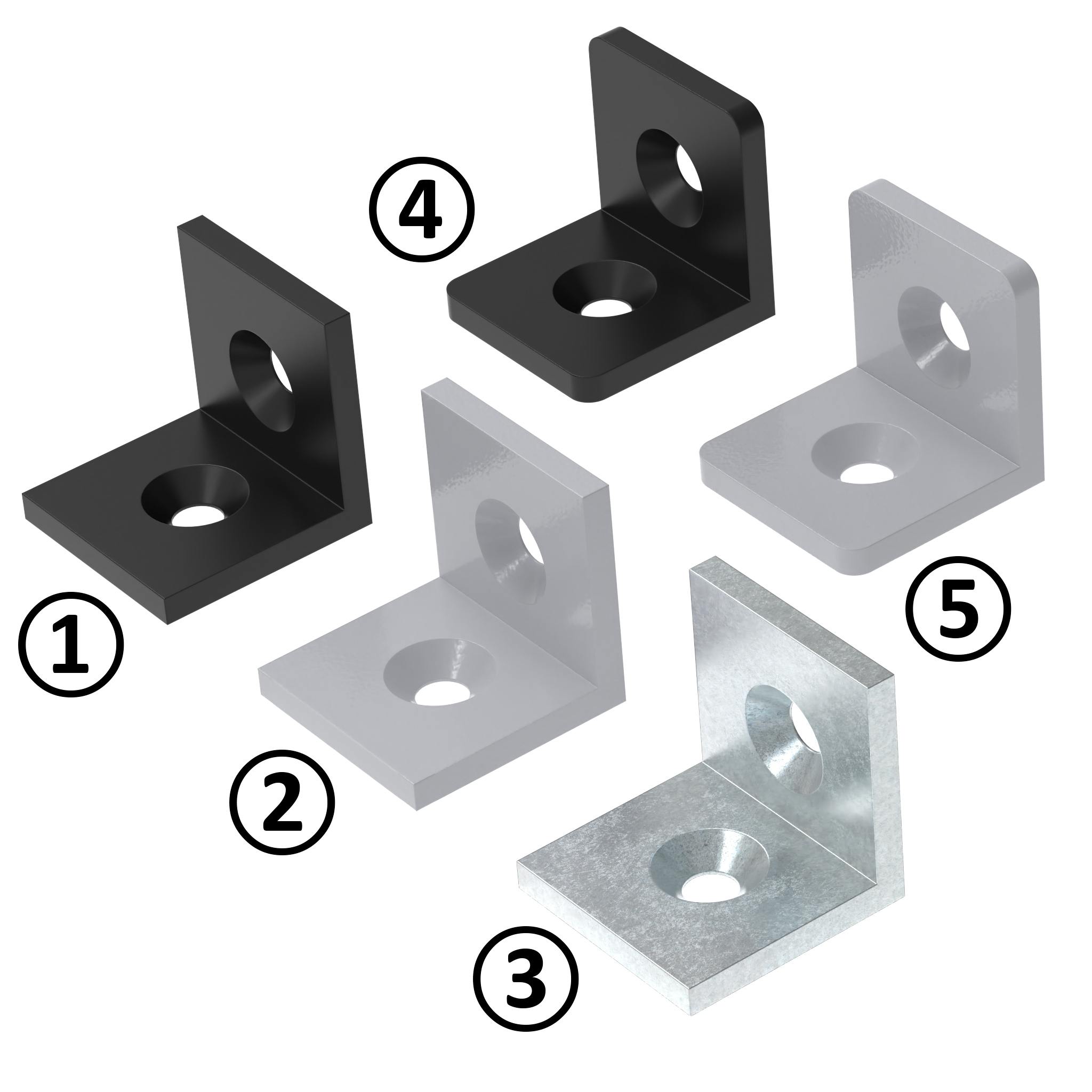 Steel Connection Angle 40 – product image of all versions