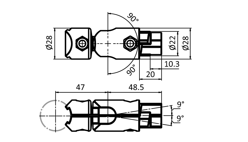 Inner Ball Connector D28 (Set)