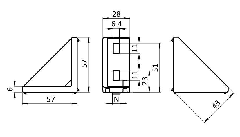 Alu Connection Angle 30 x 60