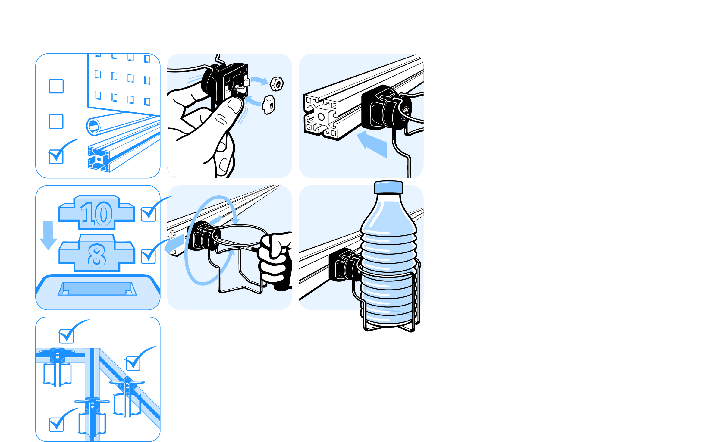 Bottle Holder FX for Profiles 40 / 45, Slot 8 / 10