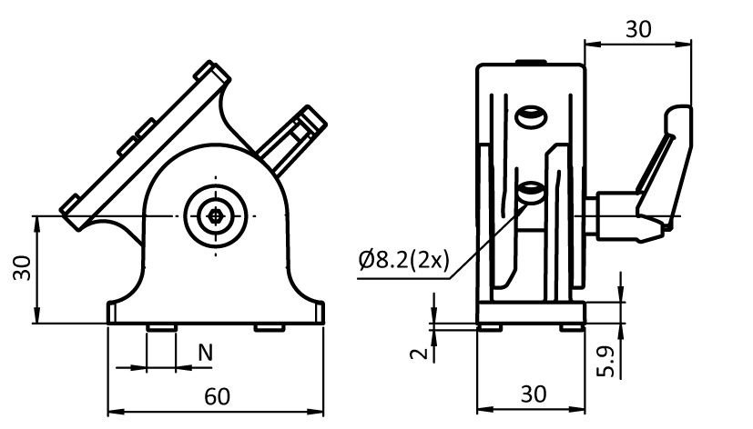 Pivot Joint 30 x 60 with Locking Lever