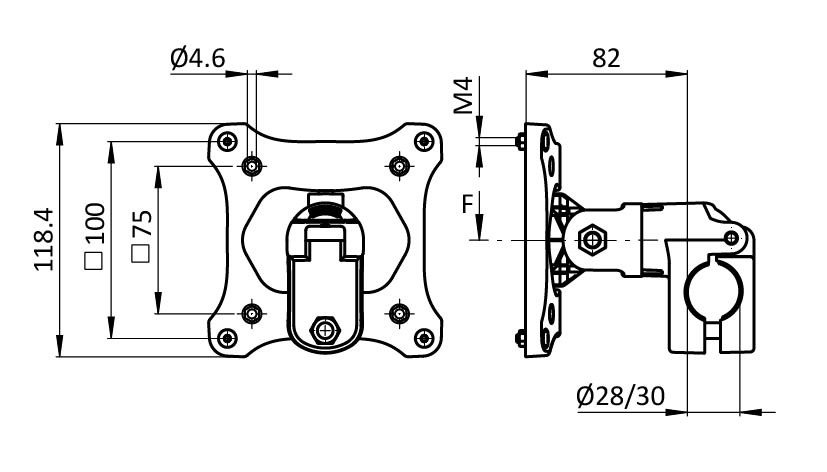 Support écran FX pour tube D28 / D30