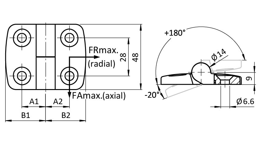 Stainless Steel Combi Hinge 30, Detachable