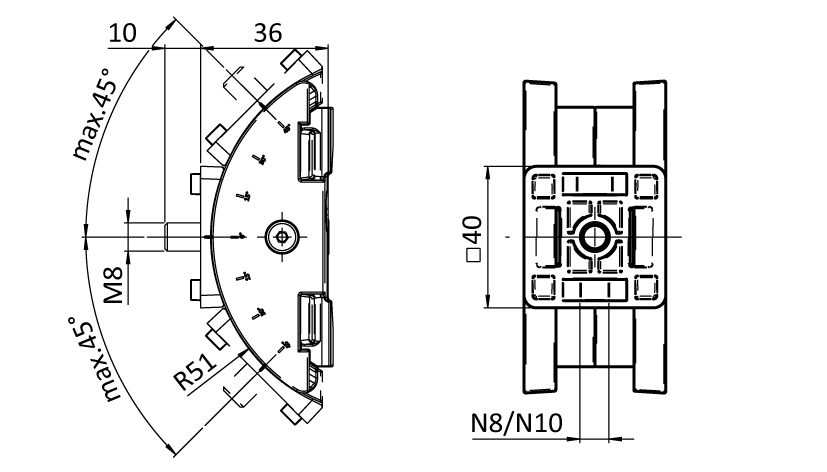 Adaptateur pivotant pour bacs
