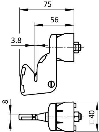 Folienschneider FX für Profile 40 / 45, Nut 8 / 10 – technische Zeichnung