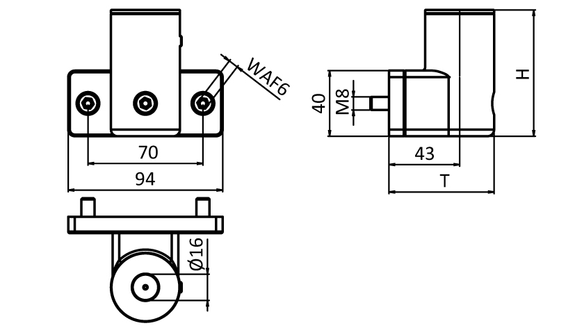 Side Adapter for Magnifying Lamp D160 with Jointed Arm (Set)