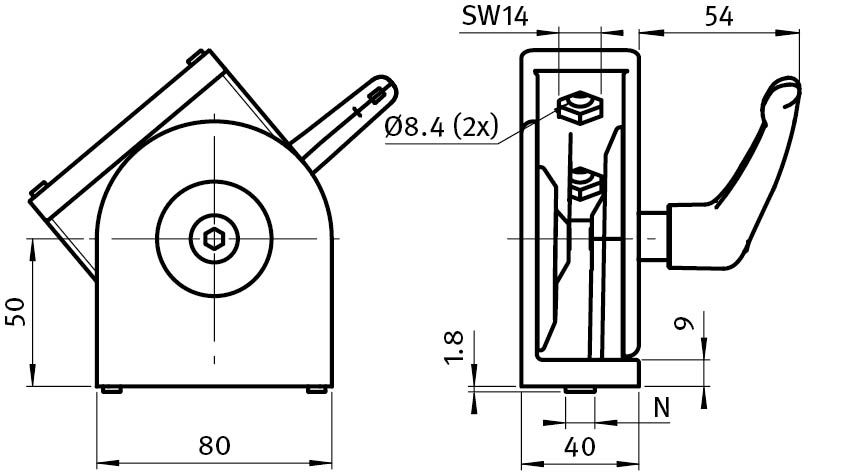 Pivot Joint 40 x 80 with Locking Lever