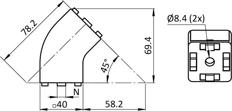 Angle Connector I 40, 45° (Set)