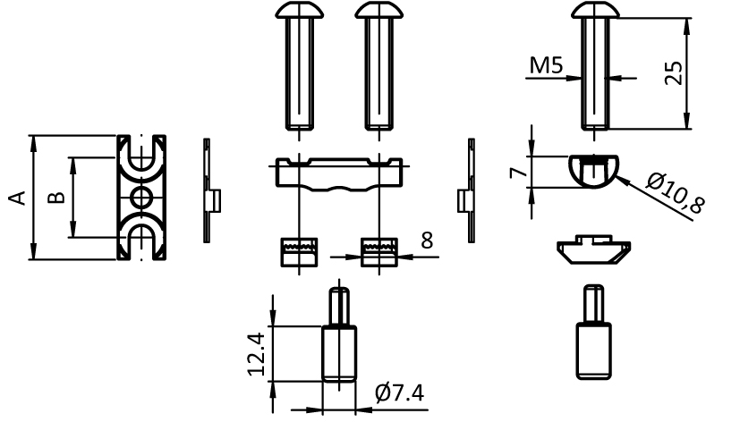 Bolt Connector, Slot 8 / D=11