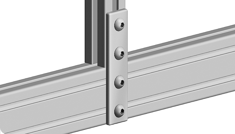 Connection Plate AL Rectangular 4 Hole, 1 Slot Version