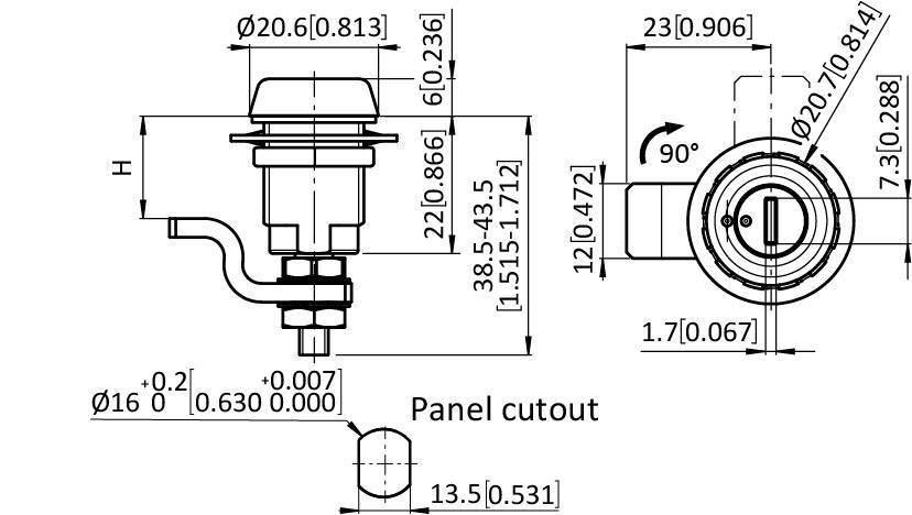 Small Compression Latch 16 / 22, Slotted Recess, incl. Cam (Set)