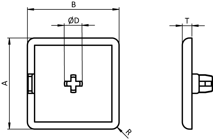 Cover Cap for 38 mm - 1.5" Modular Dimension – plan technique