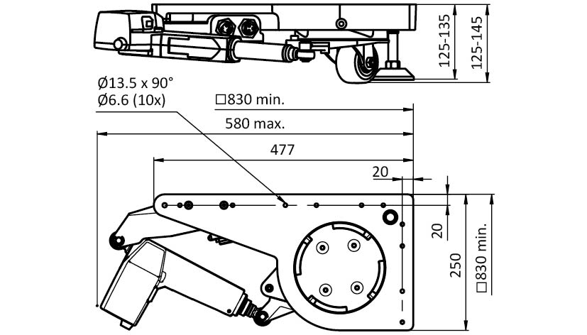 Electric Lift Caster – technical drawing