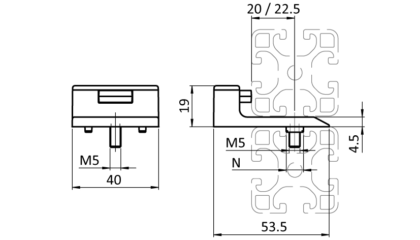 Butée de porte avec amortisseur EPDM (Kit)