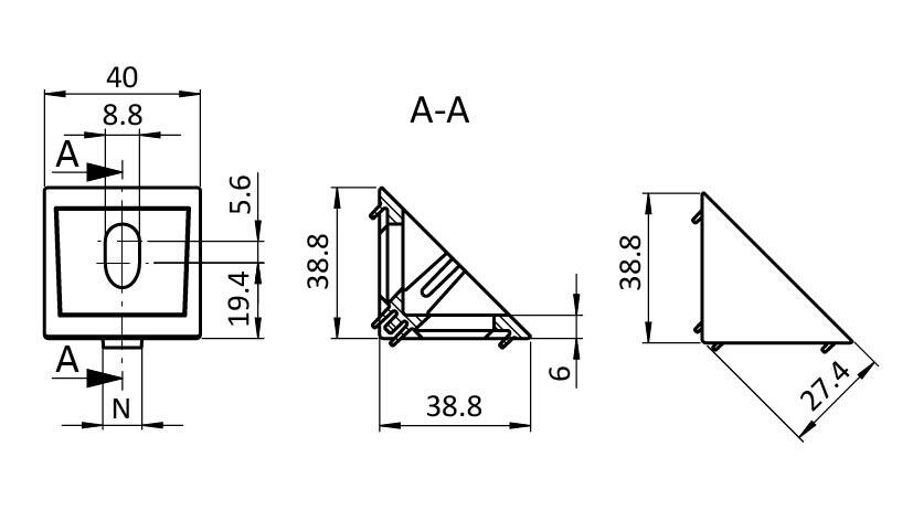 Zinkwinkel 40 flach