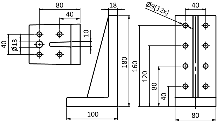 Alu Support Bracket 80 x 100 x 180