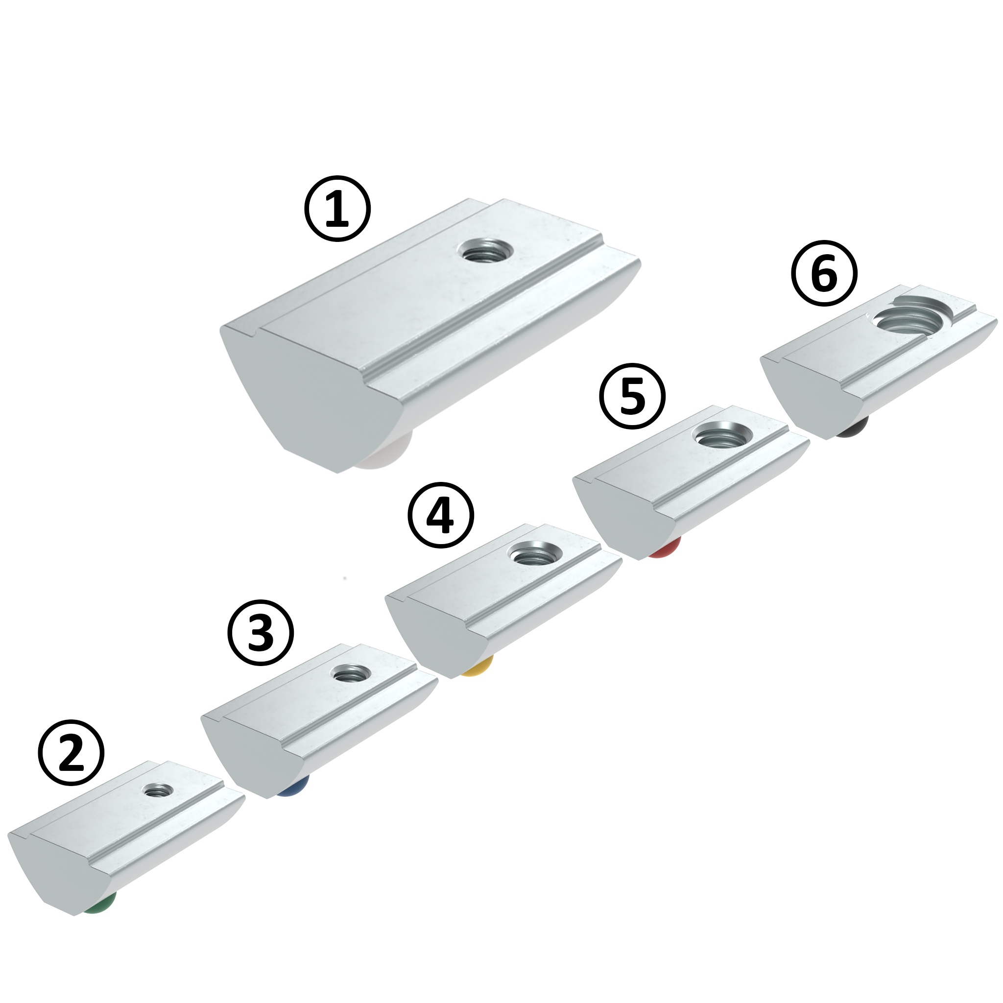 Ecrou basculant 13,5 x 7,2 mm avec bille sur ressort
