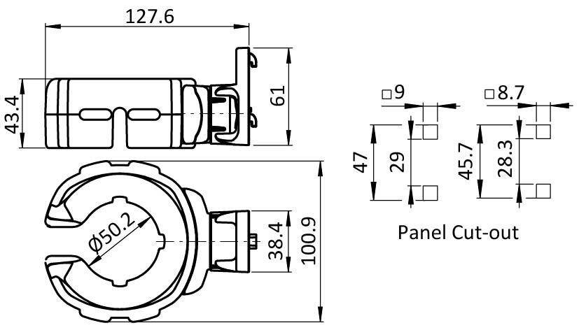 Schrauberhalter FX D50 für Quadratlochungen 9 x 9 (8.7 x 8.7)