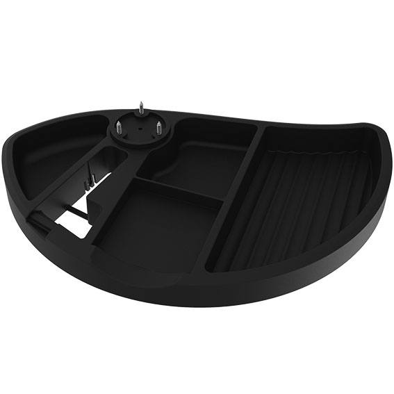 Pivoting Under-table Storage Tray