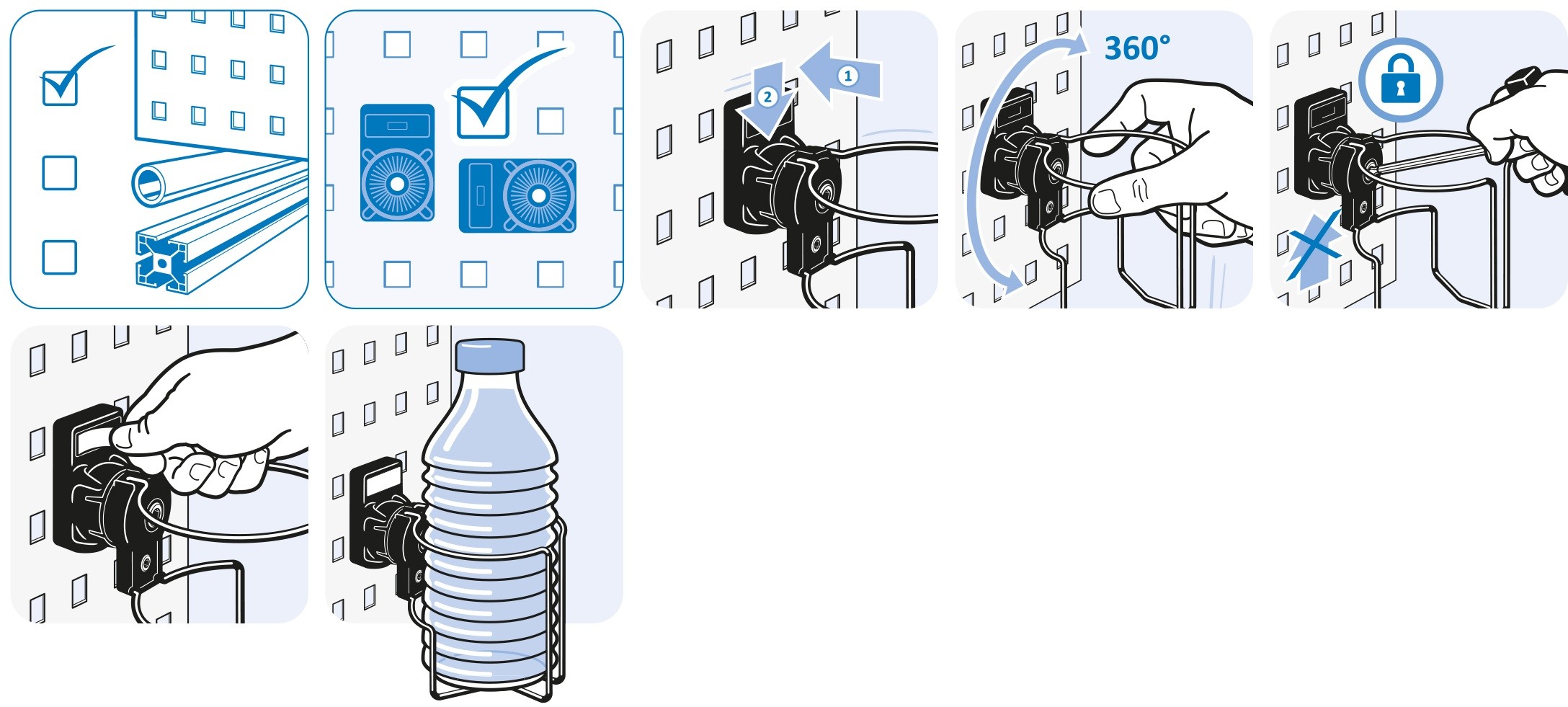 Bottle Holder FX for Square Holes 9 x 9 (8.7 x 8.7)