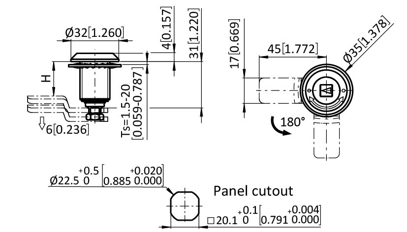 Large Compression Latch, 22.5 / 31, SS, Arrowhead with Indicator