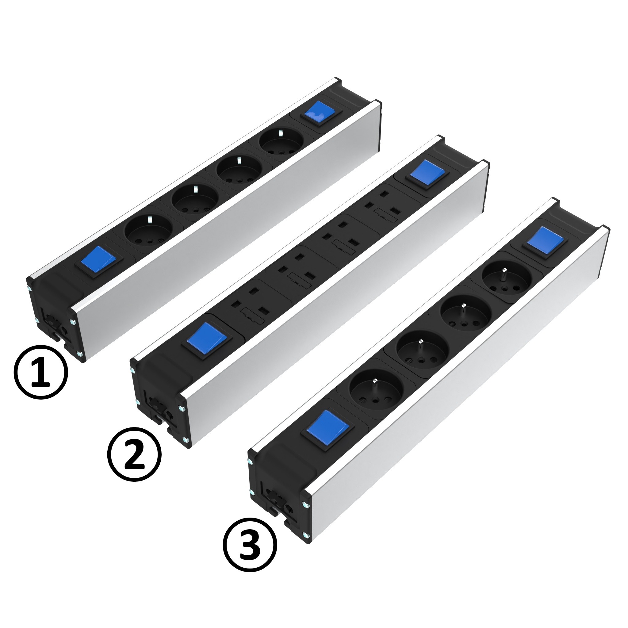 Power Strip Module F Line 370 4x, with Switch and Dimmer Button, for Series Connection