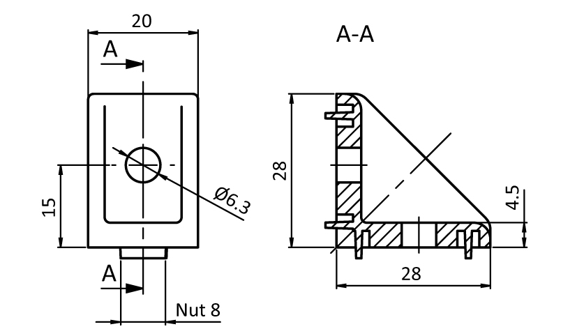 Zinkwinkel 20 x 28