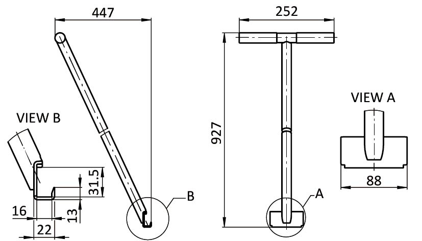 Self-locking Push Bar for Dollies, detachable