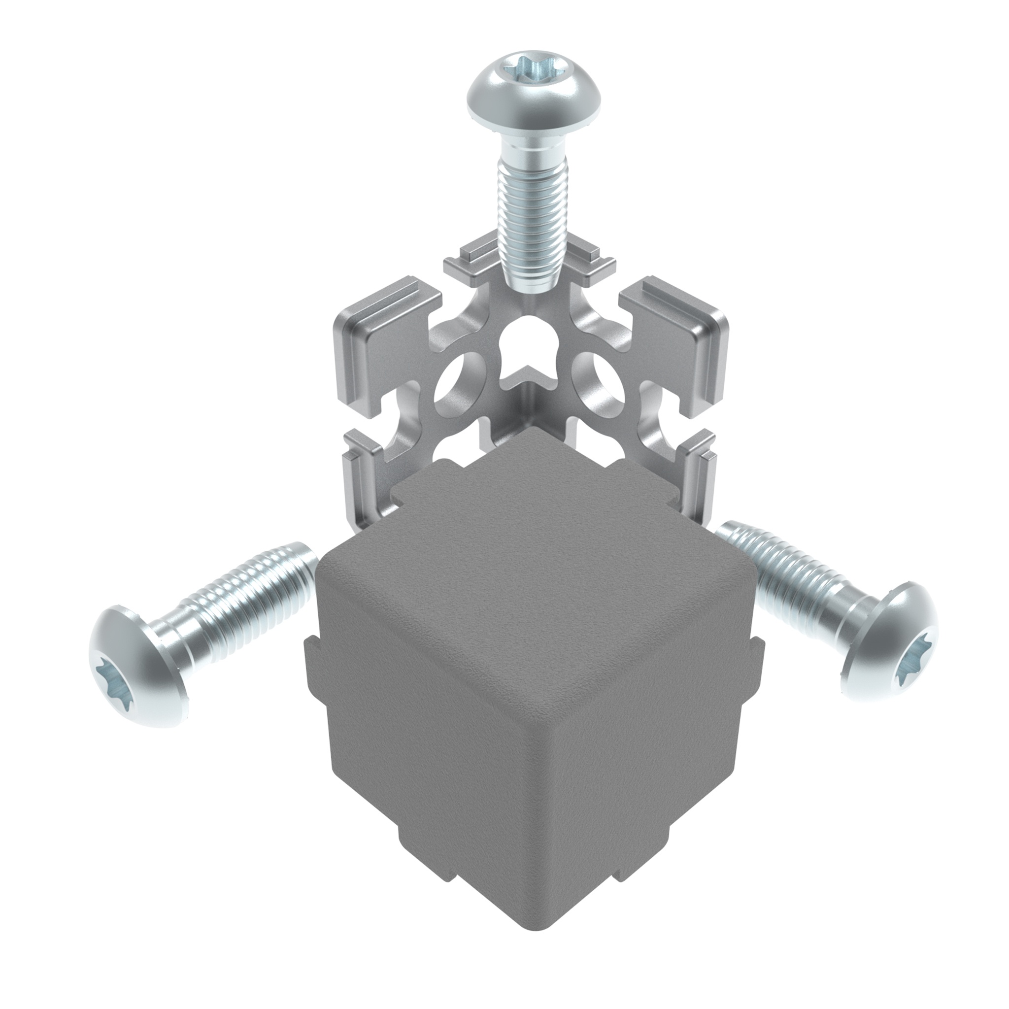 Eckverbinder 45, 3D mit Kabeldurchführung (Set) – Produktabbildung