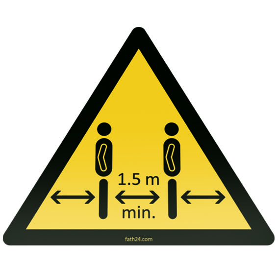 Pictogramme adhésif triangle "distenciation physique"