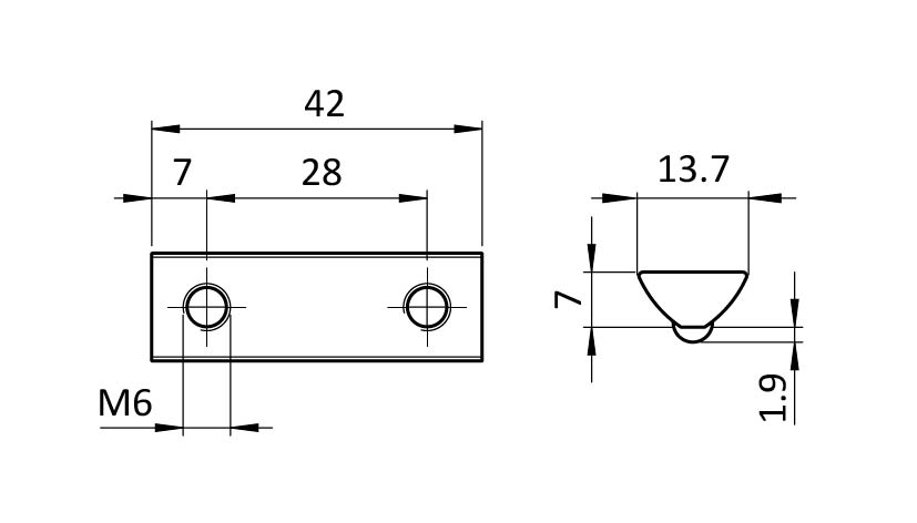Roll-In Double T-Slot Nut 13.7 x 7.0 mm