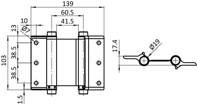 Swing Door Hinge SS 40 / 38 - 1.5"
