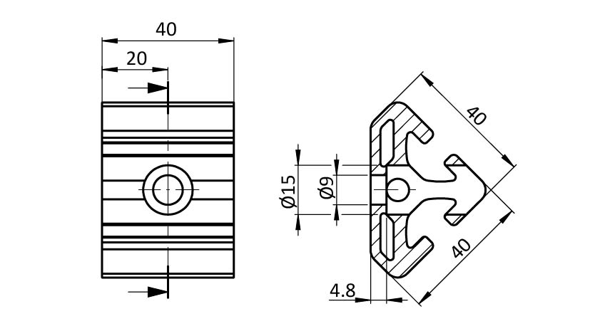 Angle Element T2 40, 45°