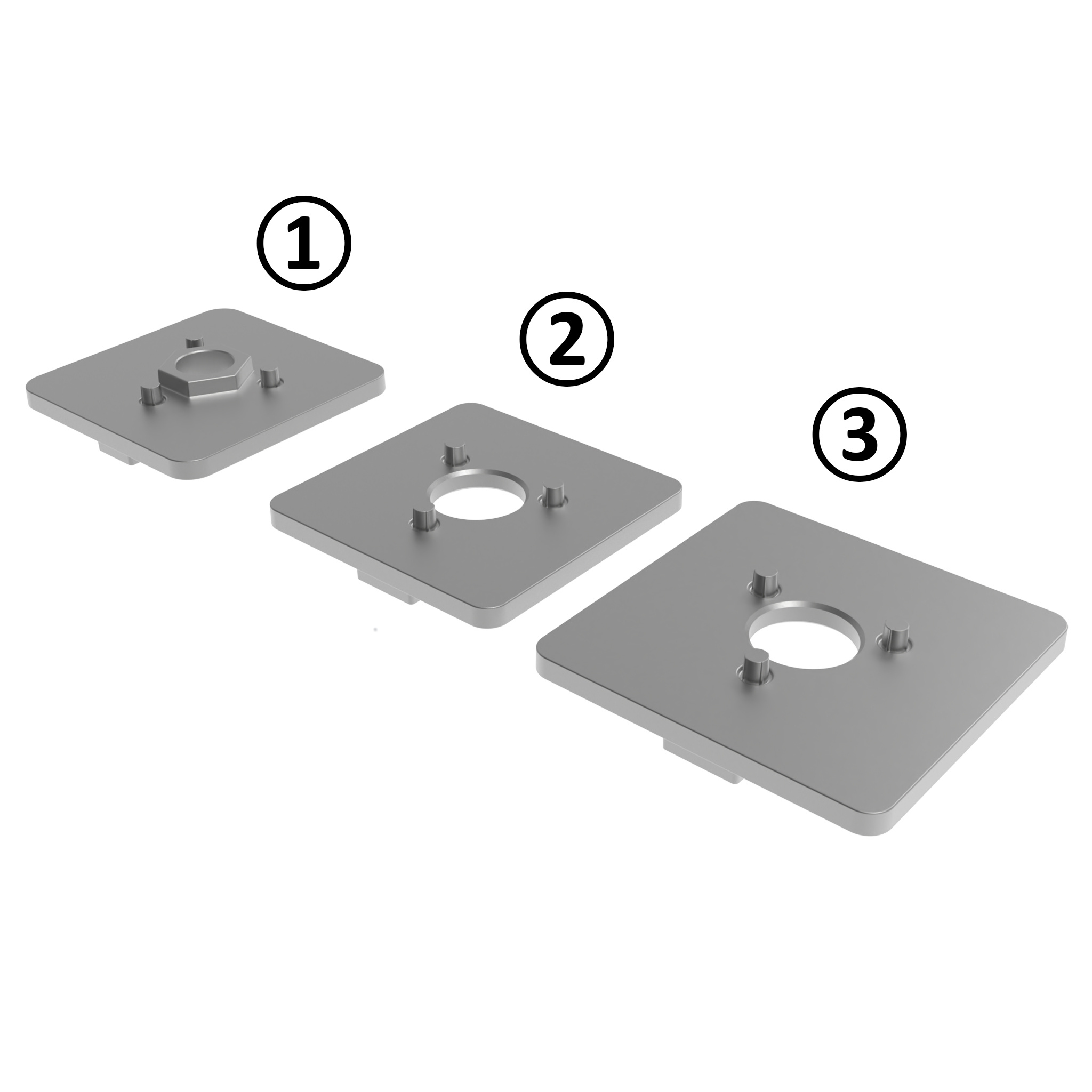 Plaque d'adaptation pour roulettes fixes Ø 80 / 100 / 125