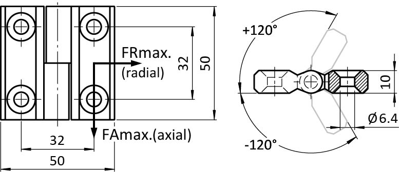 Stainless Steel Hinge 50 x 50 LR