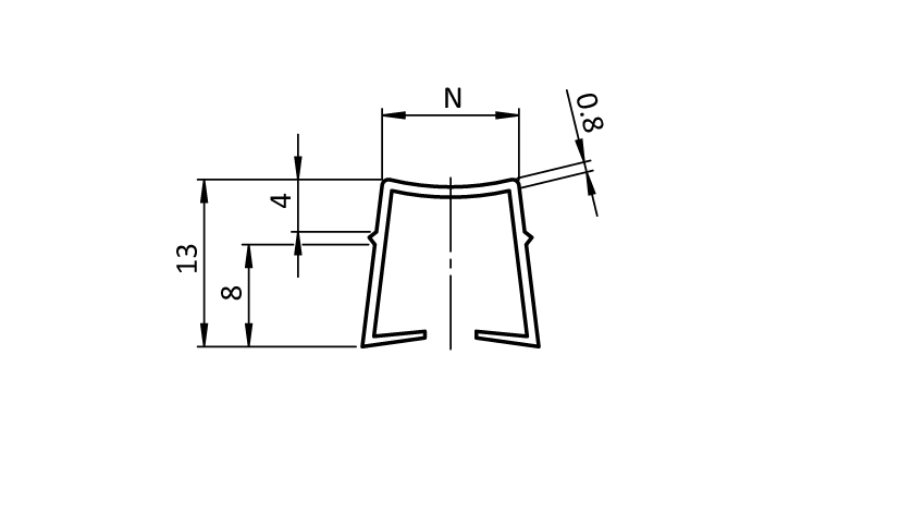 Abdeck- und Einfassprofil B Nut 10 flach – technische Zeichnung