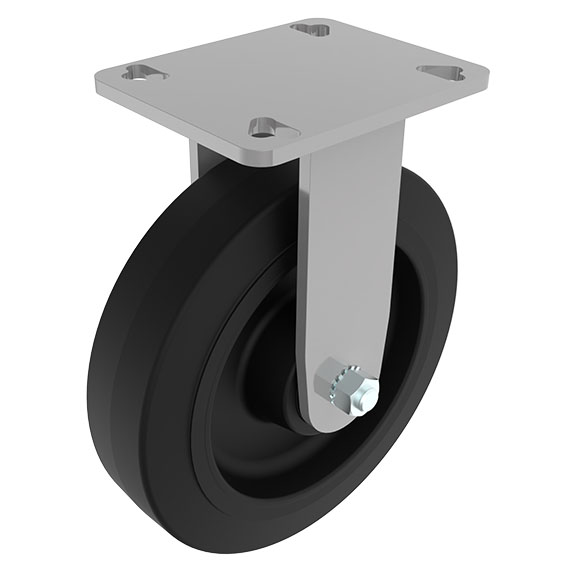 Roulette fixe charge lourde Ø 200 avec plaque de montage 40 / 45