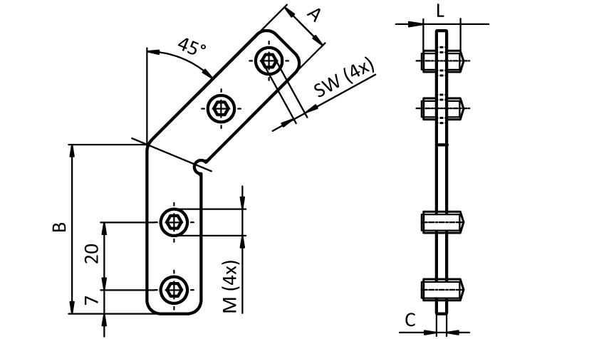 Miter Connector 45°