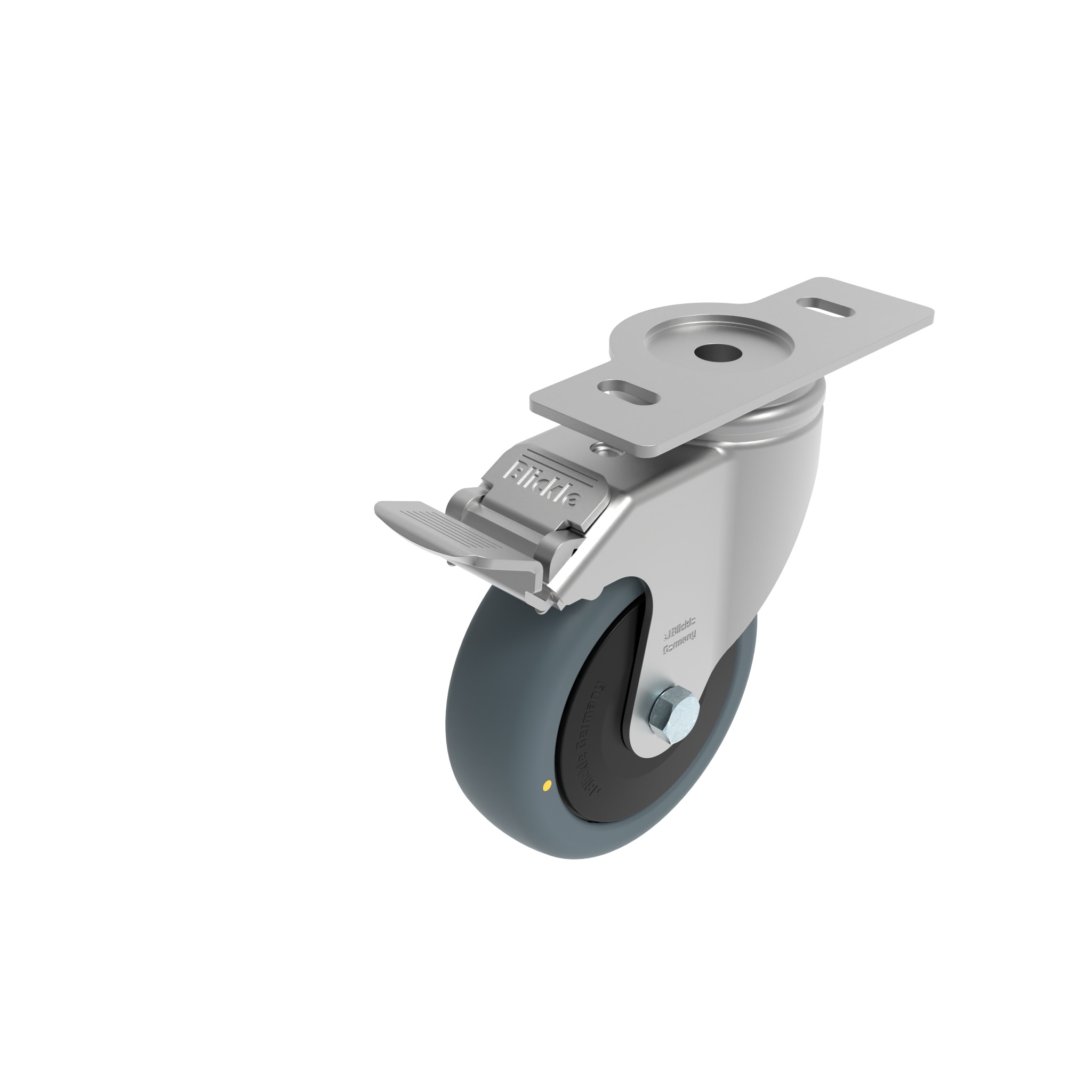 Rueda giratoria Ø 80 / 100 / 125 con freno de sistema y placa de montaje 40 / 45 098S100TD4045NESD – imagen del producto