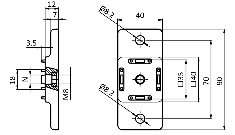 Adapter Plate 40 Height Adjustable