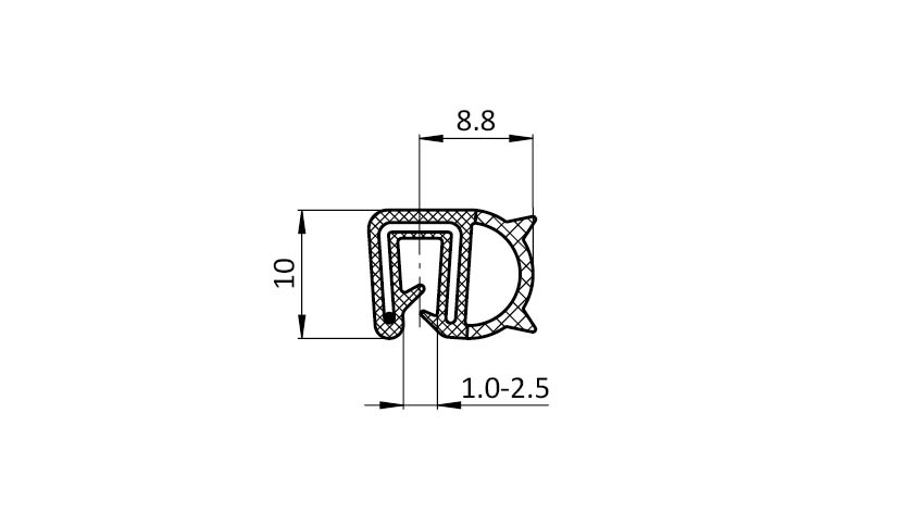 Edge Sealing Profile 8.8 x 10 – technical drawing